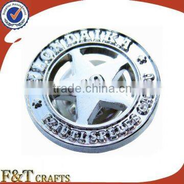 3D star hollowed-out silver metal badge