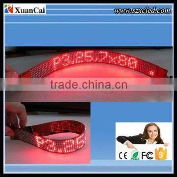 SMD Red flexible belt 30 X 2.8 CM Color programmable moving message belt/watchband/bottle ring