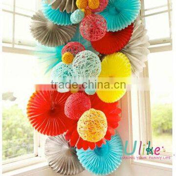 Popular Tissue Paper Fans For fire flame party decoration