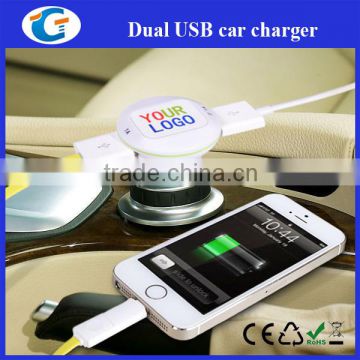 Car usb charger 2 ports smart phone charger station