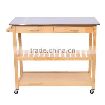 Pine Kitchen Trolley with two Drawer