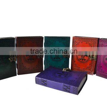 Multi Color Embossed Many Leather Journal With Metal C Lock photo-2