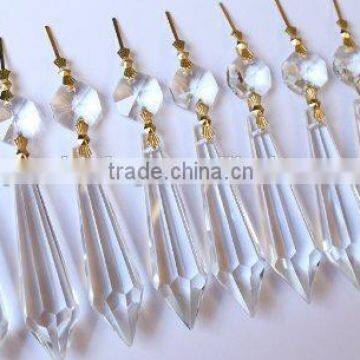 full machine cut 38mm Crystal U Drop Icicle Prisms and 14mm Octagon Crystal