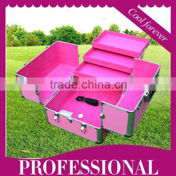 2016 New Style Large Red Locking Cometic Beauty Jewelry Case Makeup Box