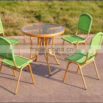 Child Rattan dining table and chair set furniture.