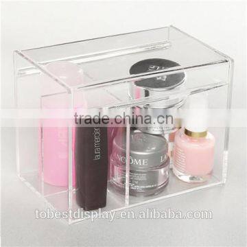 handmade high clear rectangle storage small acrylic box/acrylic cosmetic box/clear acrylic box with dividers with lid