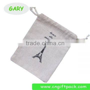 Custom Printed Christmas Drawstring Gift Bag Linen