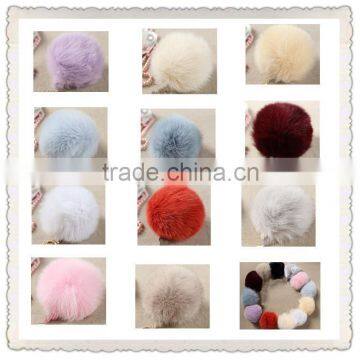 2016Colorful Dyed Customize Real Fox Fur Pom Poms / Pompom Keychain