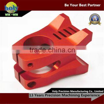 Cnc Machining Aluminium Parts Bike Stem Assembly Case With Glossy Red Anodized Cnc Service photo-3