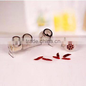 5pcs glass condiment set with designed rack