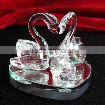 Couple crystal glass swan figurine for wedding soubenirs