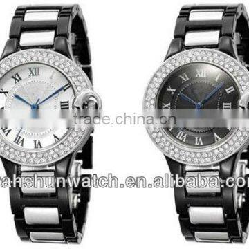 lovers black and white crystal ceramic watch