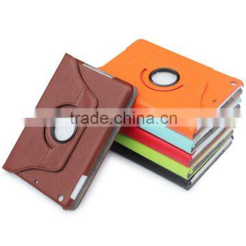 High quality 360 color leather case for ipad mini with with sleep and wake up function