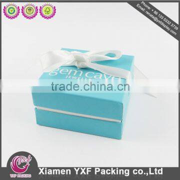 Custome Design Sky Blue Cardboard Box Gift Packaing, Gift Paper Box With White Ribbon photo-3