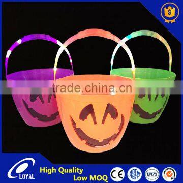 Halloween decoration trick or treat led pumpkin halloween buckets with LED lights