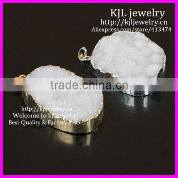 KJL-BD5399 Wholesale Nature white quartz druzy pendant,drusy agate pendant gold/silver plated druzy gemstone pendant