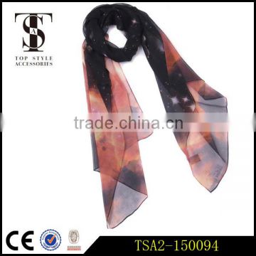 high standard dazzling interstellar pattern georgette silk scarf for evening dress