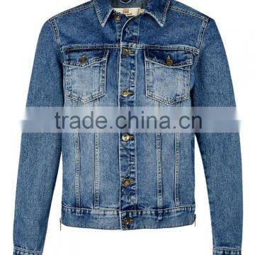 MEN'S MID WASH ZIP DETAIL DENIM WESTERN JACKET