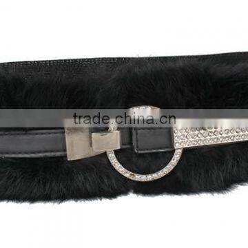 Black Cony Hair Elastic Luxury Ladys Waistband SWF-W15062913