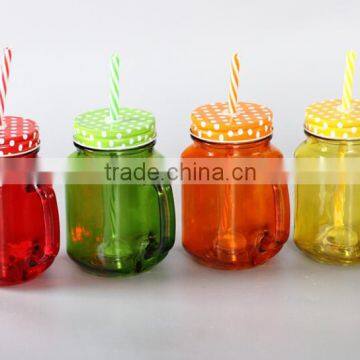 glass mason jar with color 12 oz