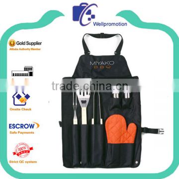 Promotional black canvas cotton work aprons with pockets