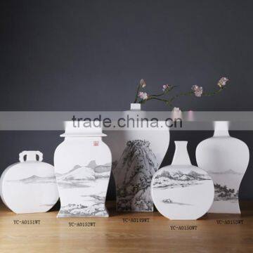 Abstract Chinese Fengshui Home Accessories White Ceramic Jars