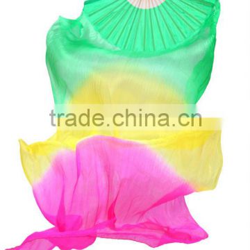 Hot Belly Dance Real Silk Veil Fan in horizontal Three Colors ( DJ1022)