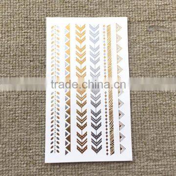 Wholesale Gold Silver Color Metallic Tattoo Temporary Gold Hair and Body Tattoo Sticker Factory photo-5
