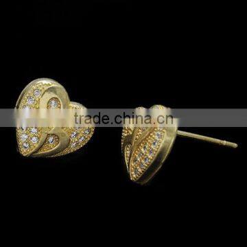 P10075 2014 fashion stainless steel heart earring stud in rose gold plating