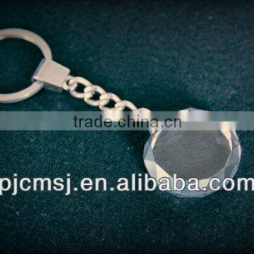 wholesale Crystal glass Keychain for decoration Christmas gift and souvenirs 3d laser engrave key chain