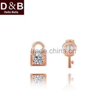 HYE43146 Fashion rose gold lock type couple stud earrings