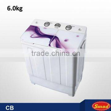 6.0kg two tubs decorated plastic washing machine with spin dryer