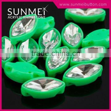 Eye Shape Neon Green Color Acrylic Rhinestone Decorations for Sewing