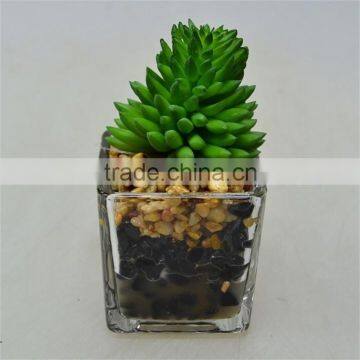 New Product Garden Decoration Artificial Plant with Little Glass pot