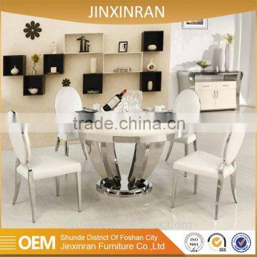 Foshan modern dining room round stainless steel dining table with marble