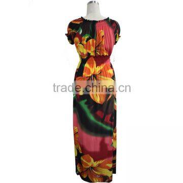 Europe and Bohemia 2016 Large Size Women Dress Silk Print Dress Skirt Beach Holiday photo-3