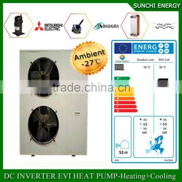 Split Condensor Indoor Work -25C Winter Floor House Heating 12kw/19kw/35kw Auto-defrost EVI Air Source Heat Pump Efficiency COP photo-2