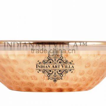 IndianArtVilla High Quality Steel Copper Serving Kadhai Kadai Karahi Wok 350 ML - Serving Indian Food Home Hotel Restaurant