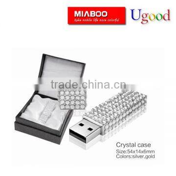 2014 Fashion crystal usb flash with black high quality gift box.Hot selling pebble pen usb jewelry