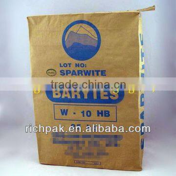 25kg brown square pasted bottom mineral powder kraft paper bag