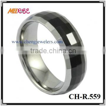 High polish black tungsten ring jewelry main for unisex