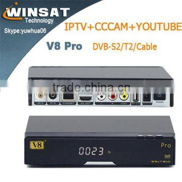 stock DVB-S2 DVB-T2 DVB-C HD combo satellite receiver V8 pro free to air set top box support 3G GPRS IPTV V8 pro