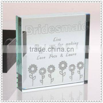 Glass Block Bridesmaid Souvenir Gifts For Wedding Favors