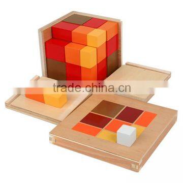 Wooden sensory toys for montessori arithmetic trinomial cube