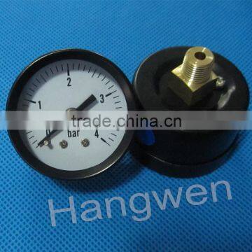 Axial 40mm black steel pressure gauge manometer