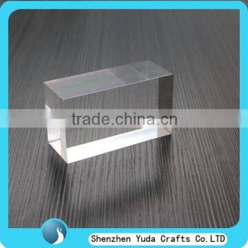 30mm thick acrylic block crystal polished clear block, simple design transparent lucite block stand