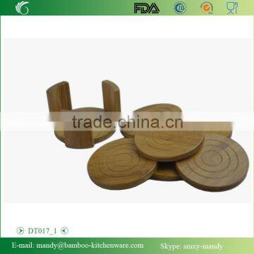 Xingyuan Bamboo All Natural Round Bamboo Coaster, Set of 6 in Holder photo-3