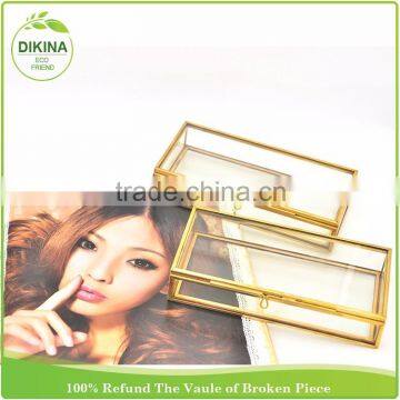 Small Brass Bound Glass Case - Trinkets Precious Things Display Crafts Photo USB Jewelry Packing Custom Magnetic Box With Lock photo-2