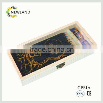 12/24 Black Wooden Color Pencil Set with Original Wooden Case