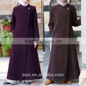 Fancy Design Long Coat Wool Blend Ethnic New Muslim Front Open Baju Kurung Baju Kurung Malaysia Clothing